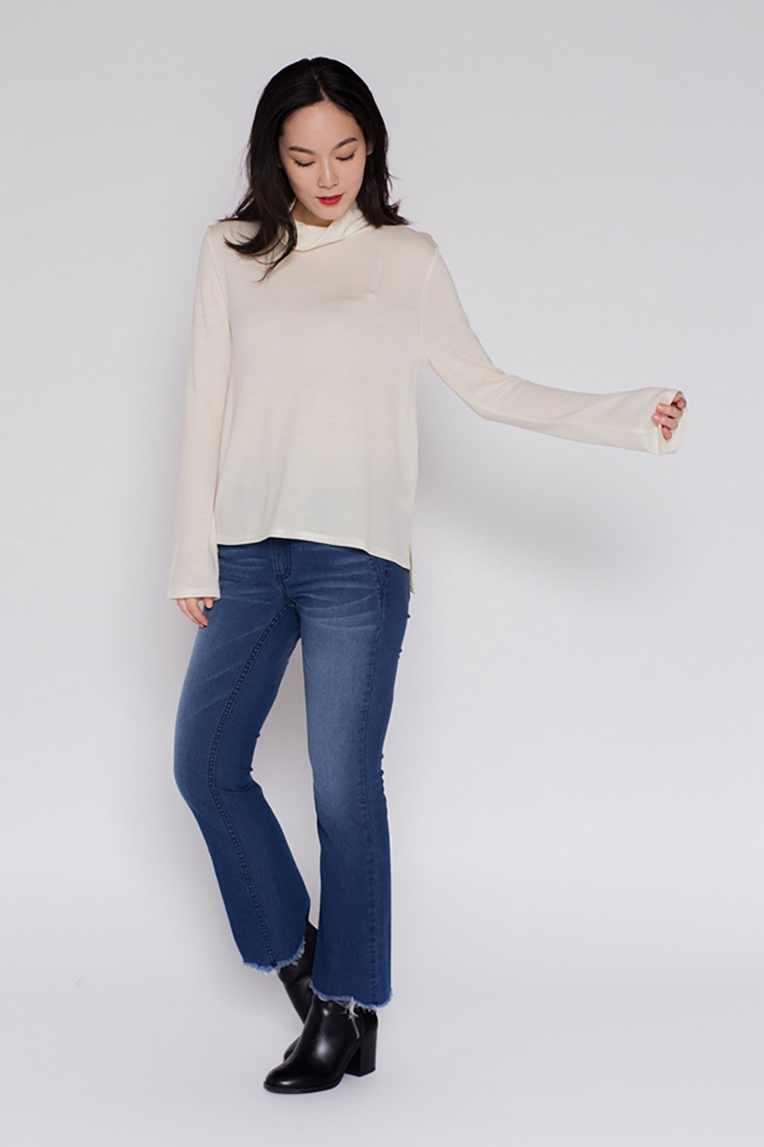 独立女声合身靴型牛仔裤 Indie Slim-Fit  Bootcut Jeans P114 - 女装长裤 - 棉 蓝色
