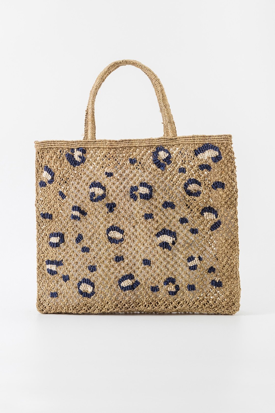 【The Jacksons】Leopard print 编织包-Khaki / L - 手提包/手提袋 - 棉．麻 多色