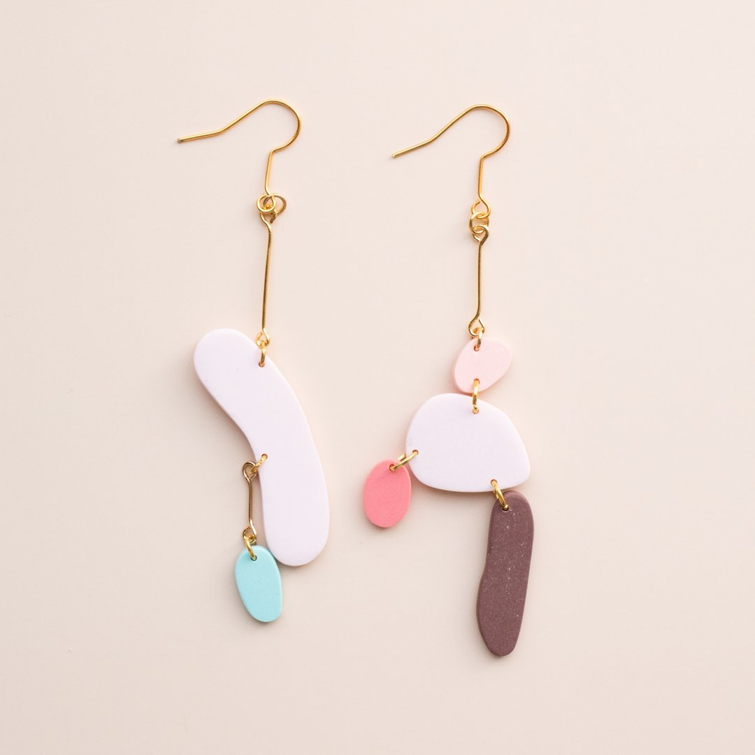 enogu -macaron- type-e (Pierce/ Clip-On) - 耳环/耳夹 - 塑料 粉红色