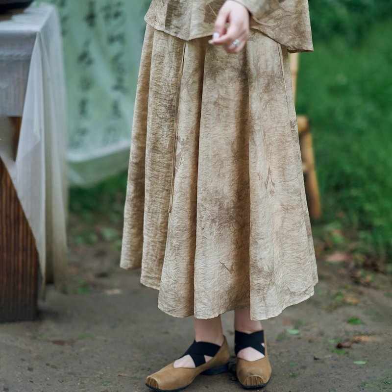 琥珀茶色抽绳半裙|裙子|春夏款|Sora-1487 - 裙子 - 其他人造纤维 