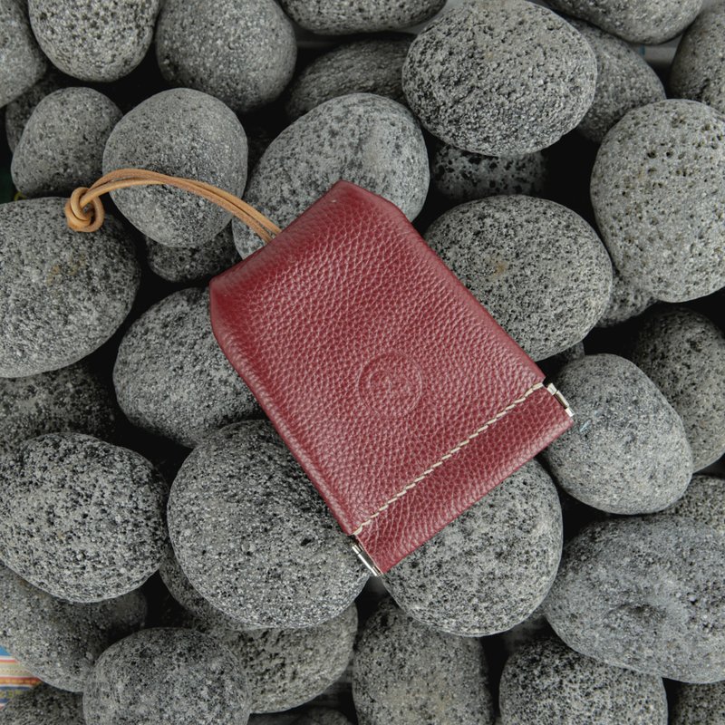 真皮大容量弹口钥匙包 - 红荔枝纹 (情人节, 生日礼物) - 钥匙链/钥匙包 - 真皮 红色