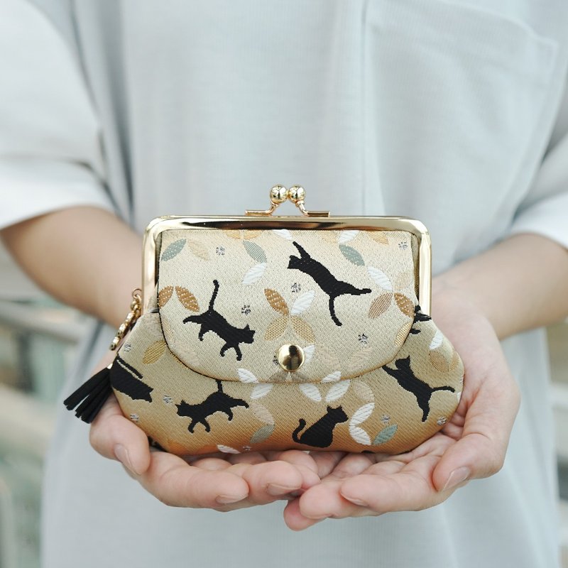 西阵织|金襴锦织口袋亲子口金包-贵气猫|钱包 - 皮夹/钱包 - 其他金属 