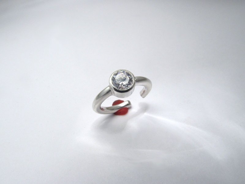 石之耳骨夹 - 耳环/耳夹 - 纯银 银色