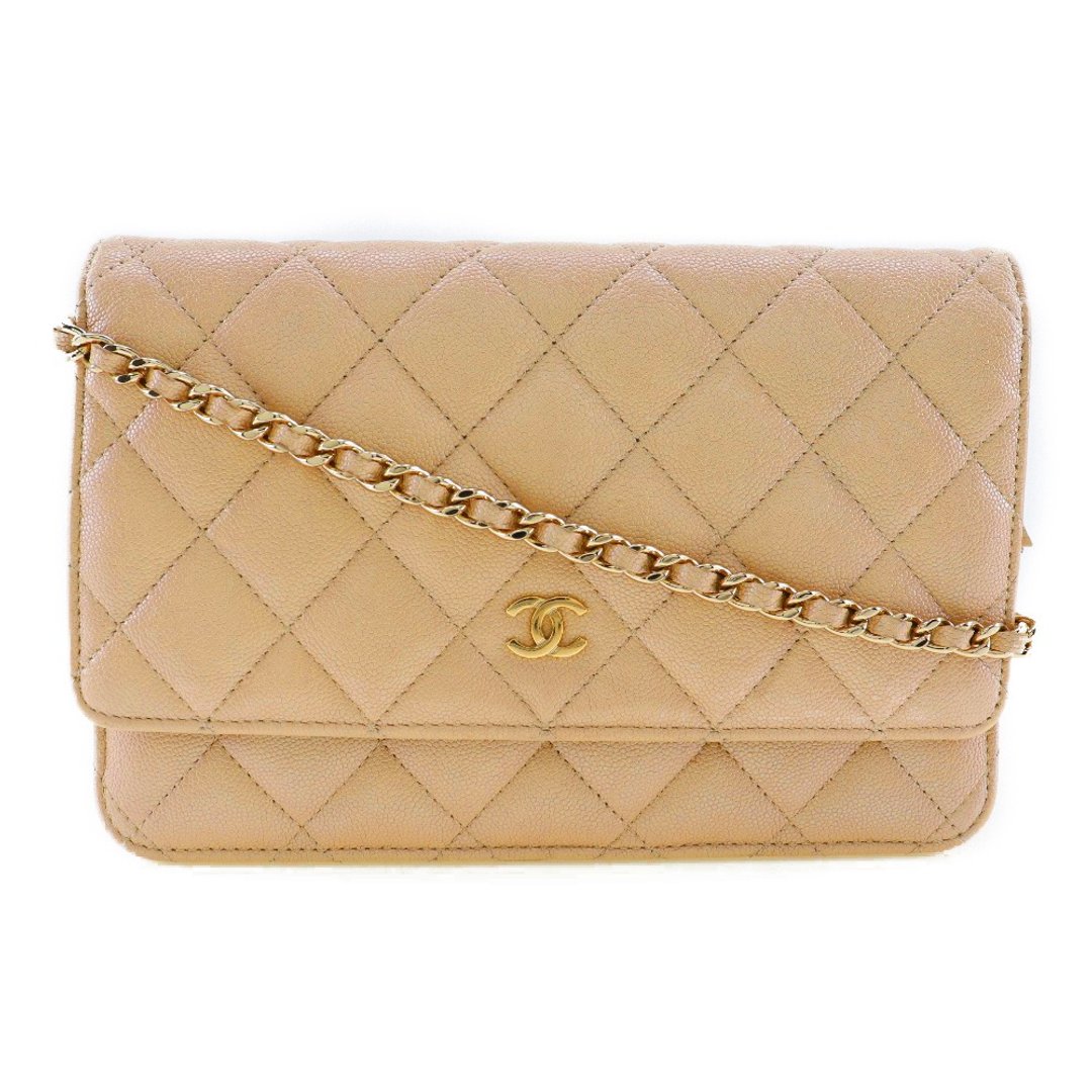 【日本直送】香奈儿 CHANEL Classic Chain Wallet 链条皮夹 Matelassé 长夹 小牛皮 × 鱼子酱皮革 米色【二手】 - 皮夹/钱包 - 真皮 