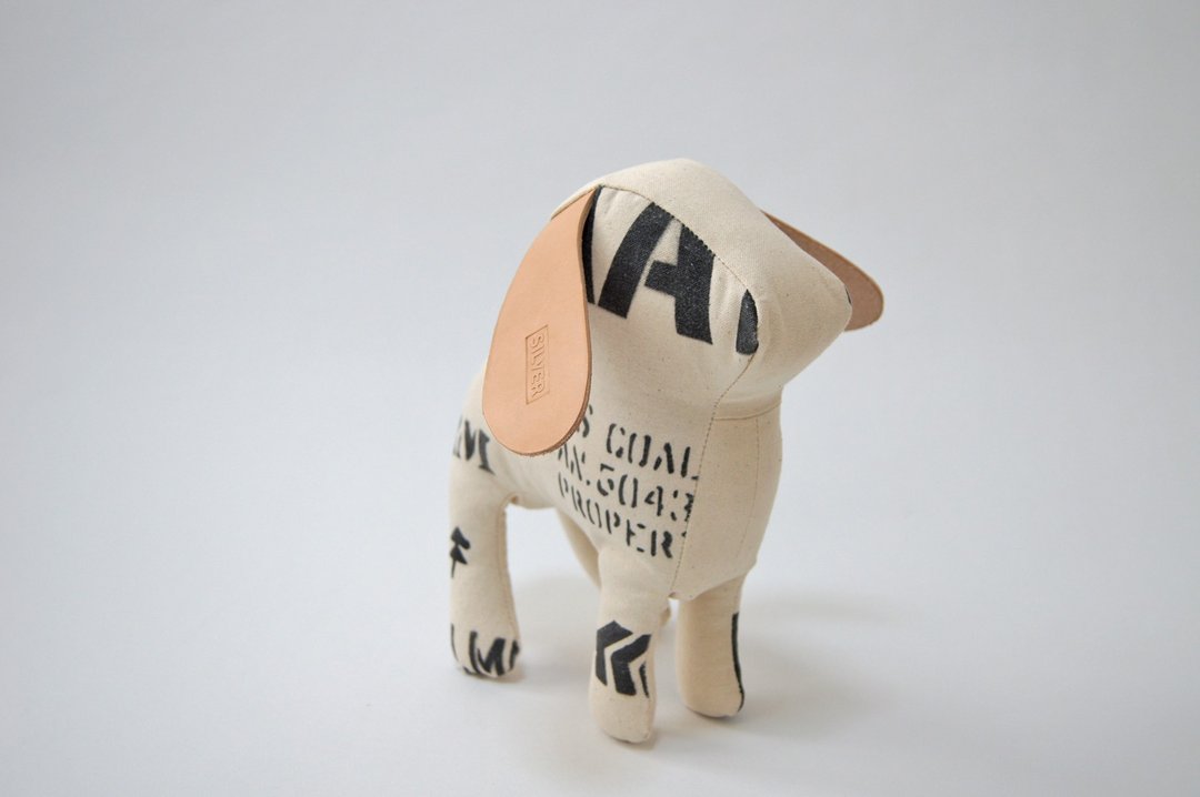 WARD TOY DOG 模板印字帆布狗狗玩偶 植鞣皮革大耳朵 - 玩具/玩偶 - 棉 白色