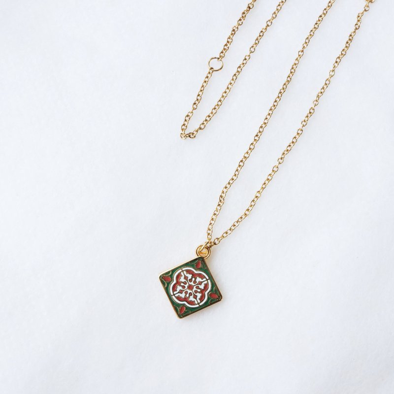 【卡片项链Card Necklace】台湾文化 花砖款-金玉满堂 - 项链 - 其他金属 金色