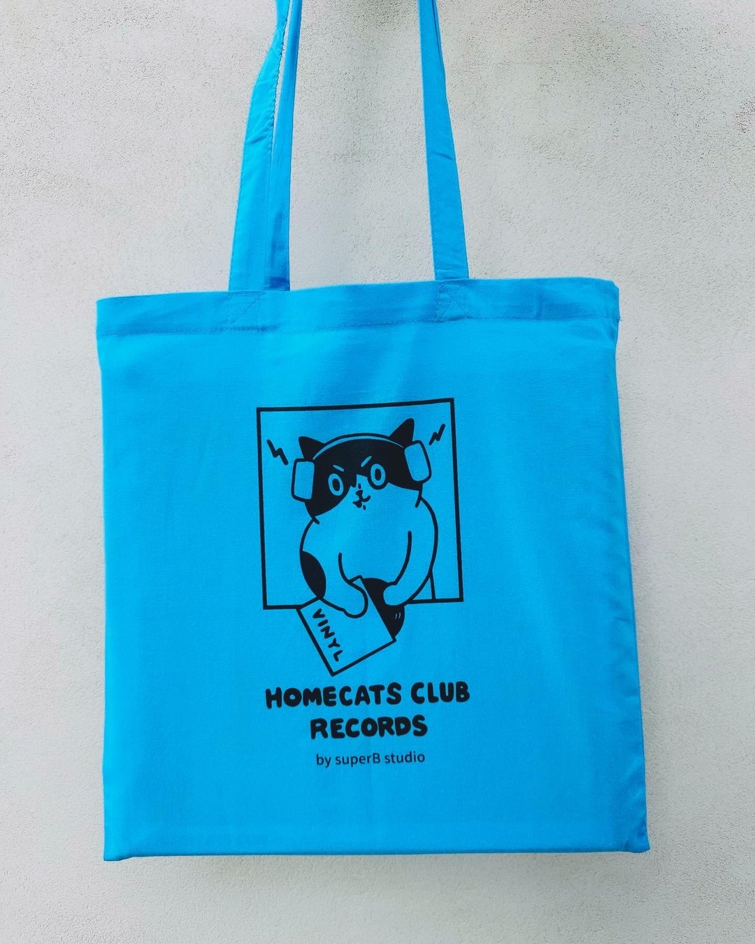 Homecats Club 唱片行购物袋 - 手提包/手提袋 - 棉 蓝色