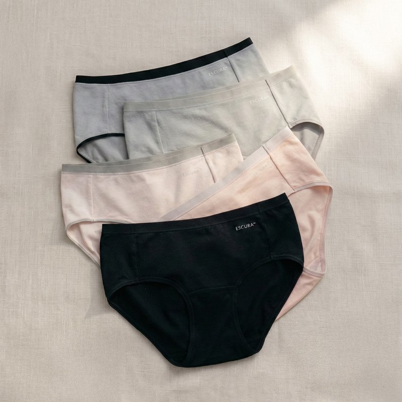 【抗敏保湿5件组】抗菌中腰内裤3件+保湿中腰内裤2件 - 女士内衣裤 - 环保材料 多色