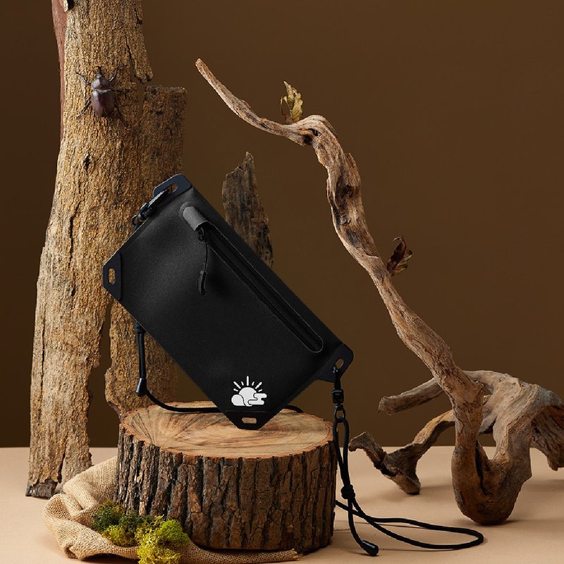 防水随身小包-石碳黑(手机包/手机腰包/胸前包/防水袋/无缝线) - 侧背包/斜挎包 - 防水材质 黑色