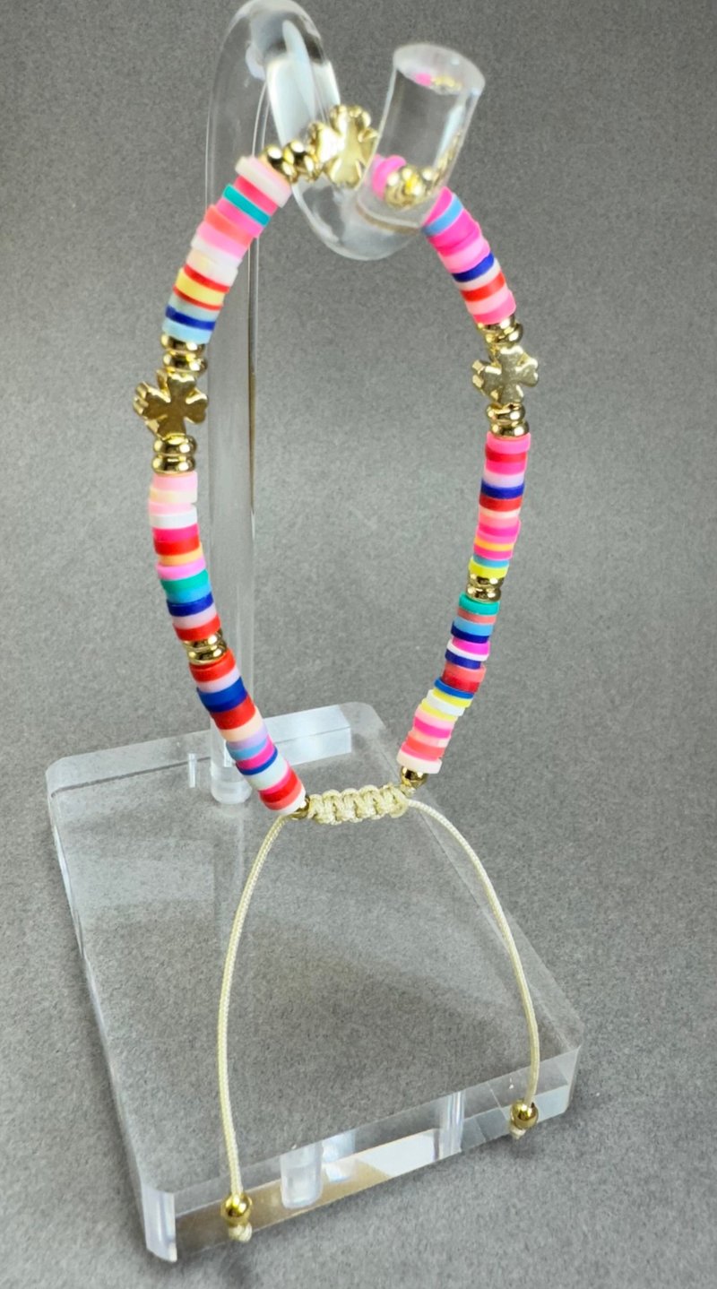 波希米亚ins风软陶片十字架串珠手环 - 手链/手环 - 其他材质 