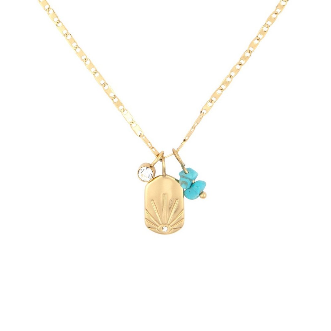 Pura Vida 美国手工 ALLEGRA CHARM 晨曦金光绿松石坠饰项链 - 项链 - 其他材质 金色
