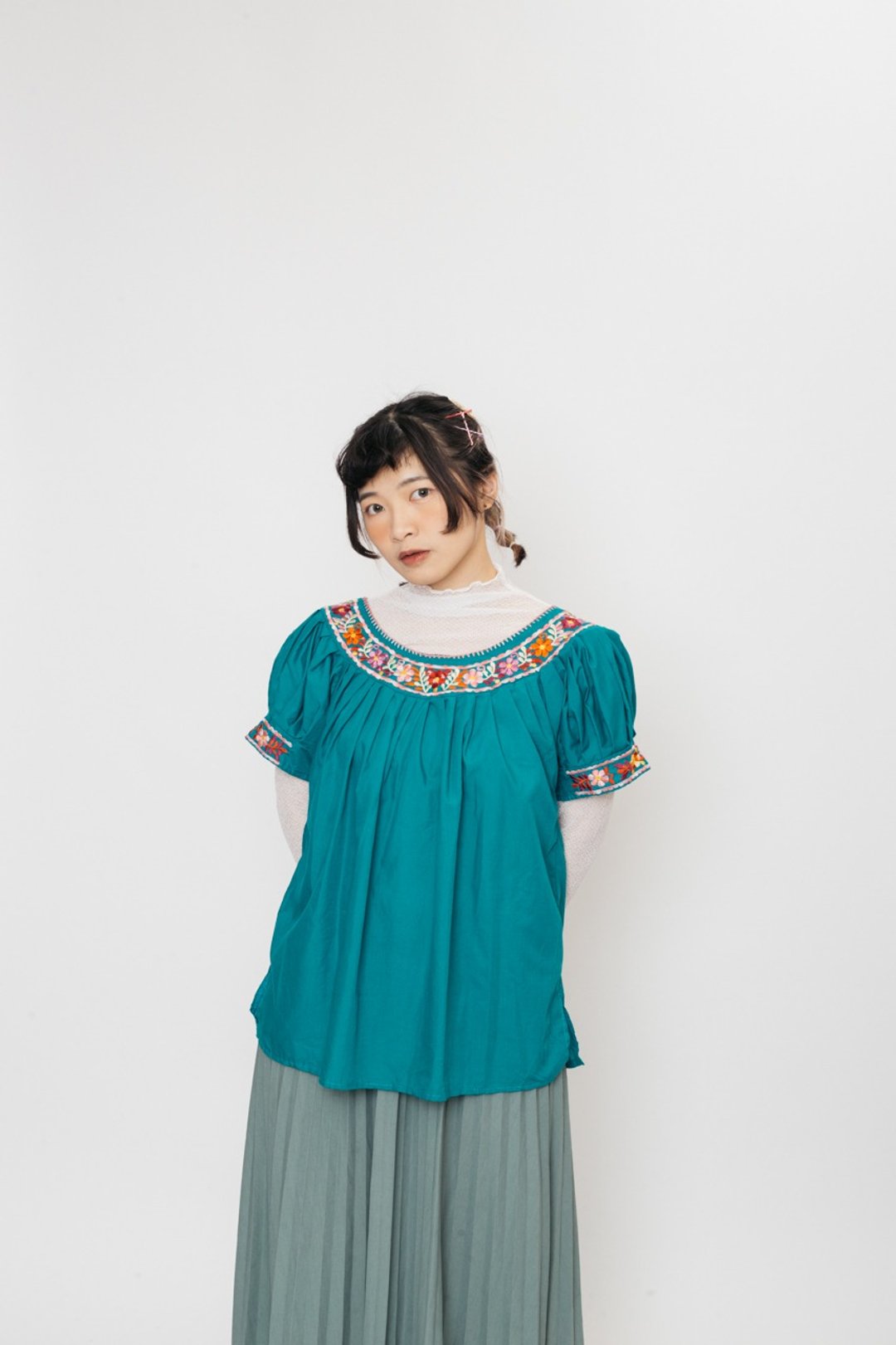 民族刺绣上衣.Embroidery Folk Blouse【初恋贩卖所】A1069 - 女装衬衫 - 棉 