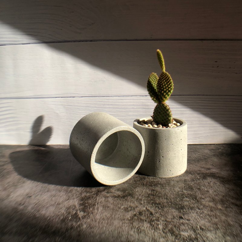 水泥制圆形盆/烛台 - 植栽/盆栽 - 水泥 灰色