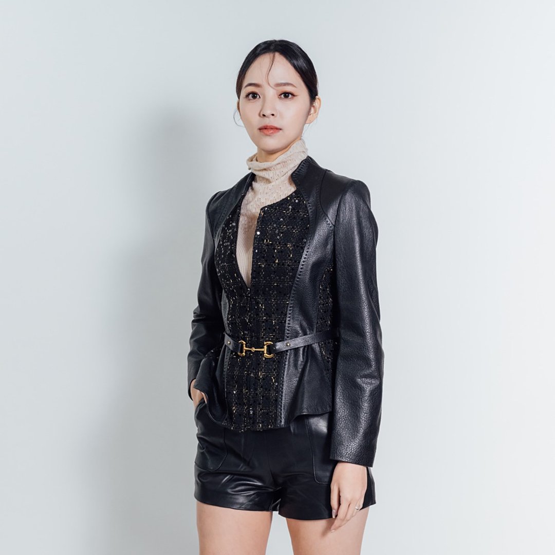 AVVJOY | 小香风皮衣外套合身长袖黑色 - 女装西装外套/风衣 - 真皮 黑色
