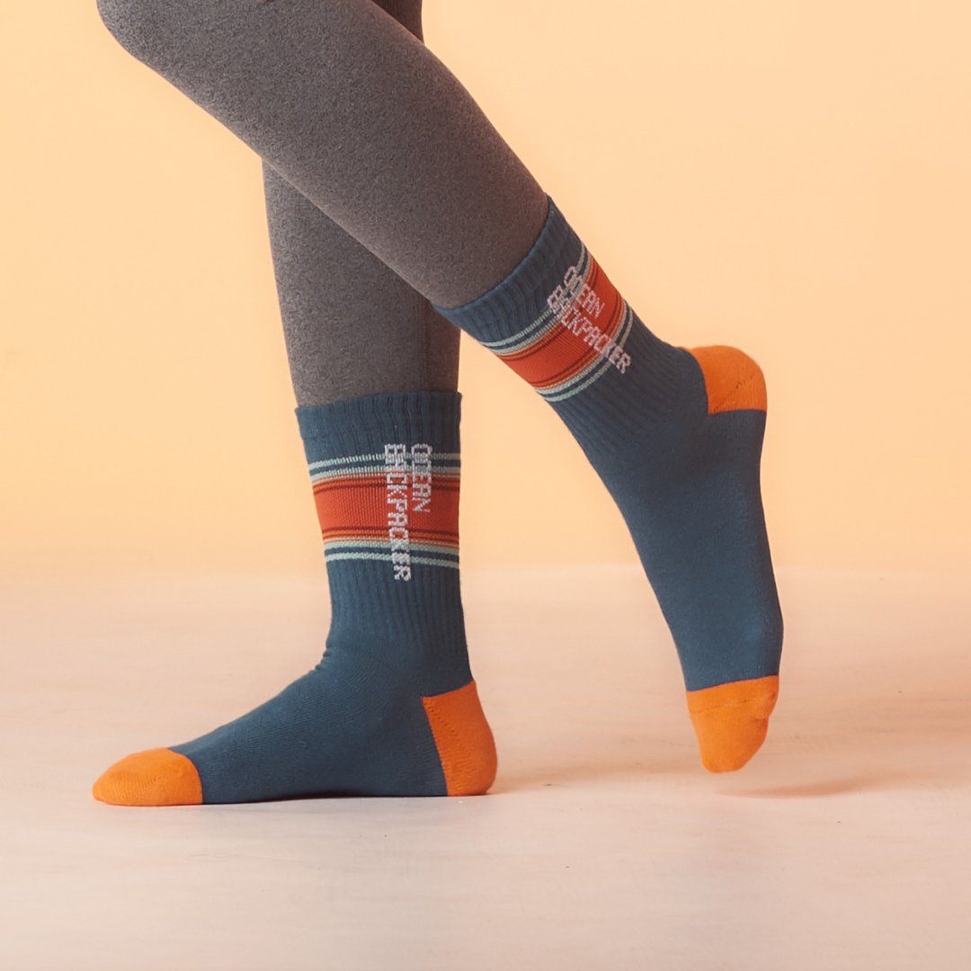 Athleisure海洋背包客 踏上旅行路程的好伙伴 休闲运动袜 - 袜子 - 棉．麻 蓝色
