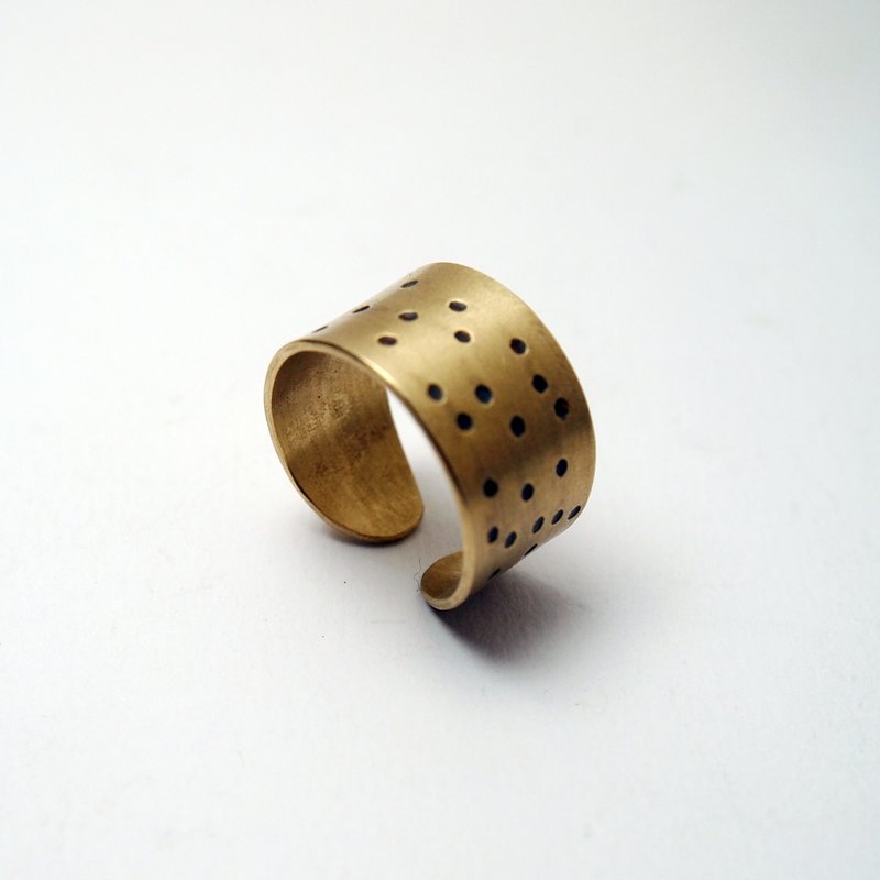 【Line 系列】#a420 点点开放式戒指(8-11号)/ 黄铜/ 手工礼物 - 戒指 - 铜/黄铜 金色