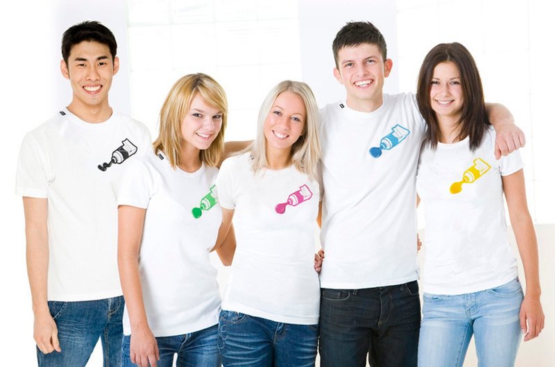 paint T-shirt (choose from 5 colors) - 中性连帽卫衣/T 恤 - 棉．麻 白色