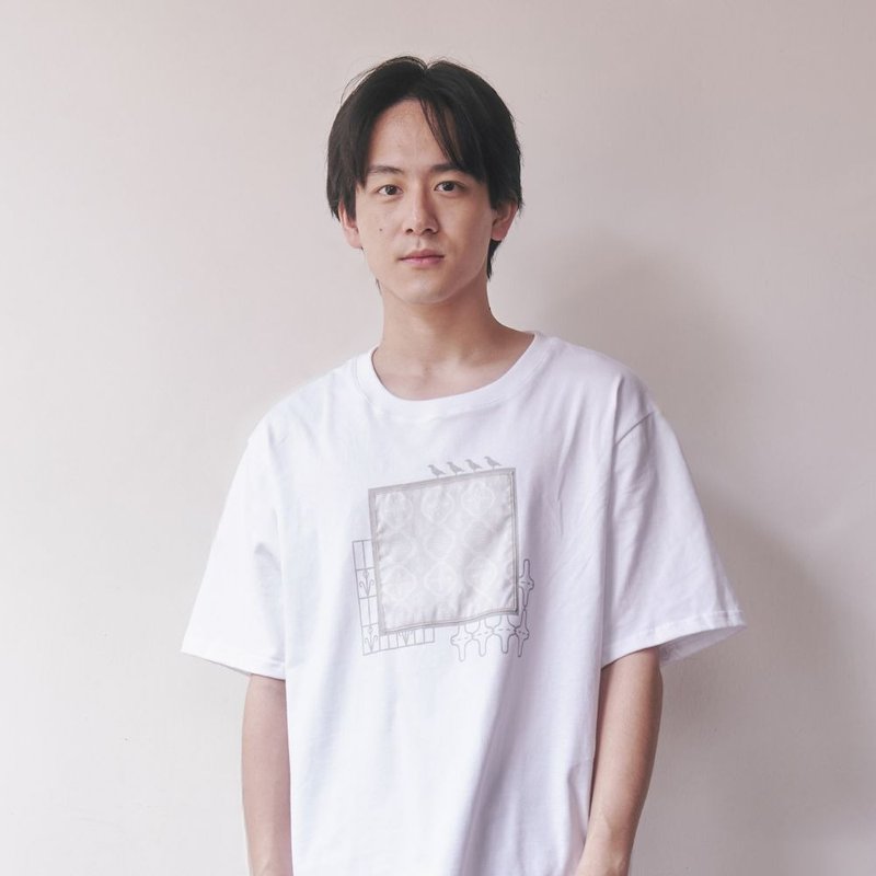 画框T恤/玻璃海棠10号/澄净灰/白 - 女装 T 恤 - 棉．麻 白色