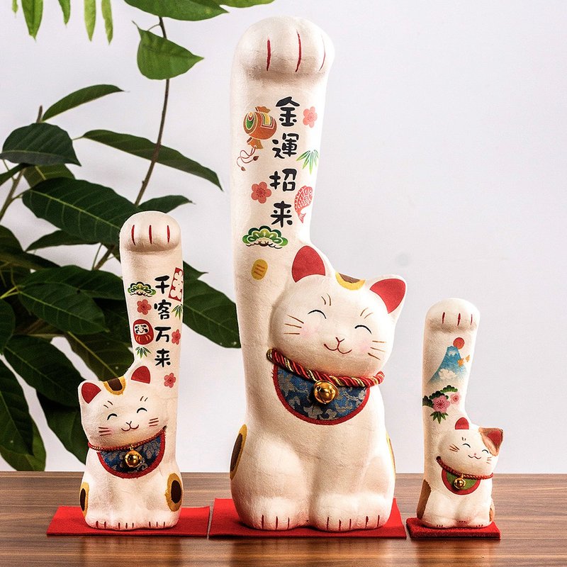 日本进口龙虎作大长手招财猫和纸摆件开业创意生日送礼办公室摆件 - 摆饰 - 纸 