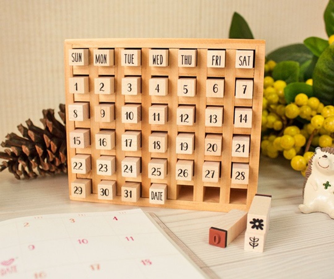 Let us Enjoy Today万年历-欧风字体 LET01 - 印章/印台 - 木头 
