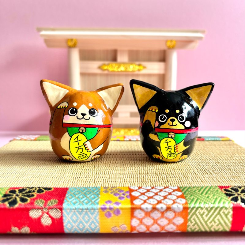 招财柴犬摆饰【棕色柴犬】日本手作幸运小柴犬【1 只】 - 摆饰 - 粘土 咖啡色