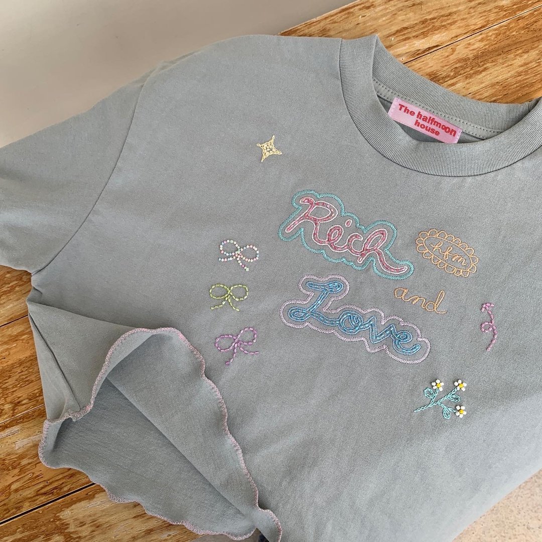 Rich and love crop top - 女装 T 恤 - 棉．麻 灰色