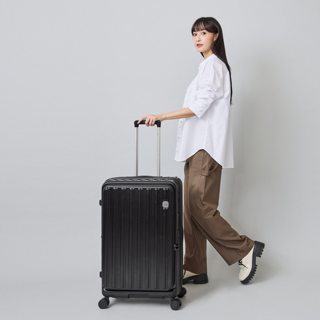 28 寸/前开式/PC 箱体/Hinomoto 静音轮煞车/旅行箱/行李箱 - 多色任选 - 后背包/双肩包 - 尼龙 黑色