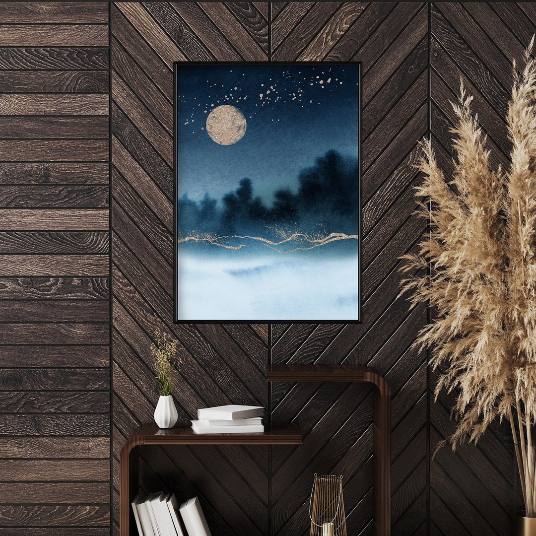 星空 • 明月 - 星空/夜晚/圆月/夜景/工作室/咖啡厅/居家挂画 - 海报/装饰画/版画 - 其他材质 多色