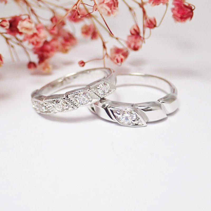 【比法一生】纯银情侣对戒—花语 纯银925手作饰品 - 对戒 - 银 银色