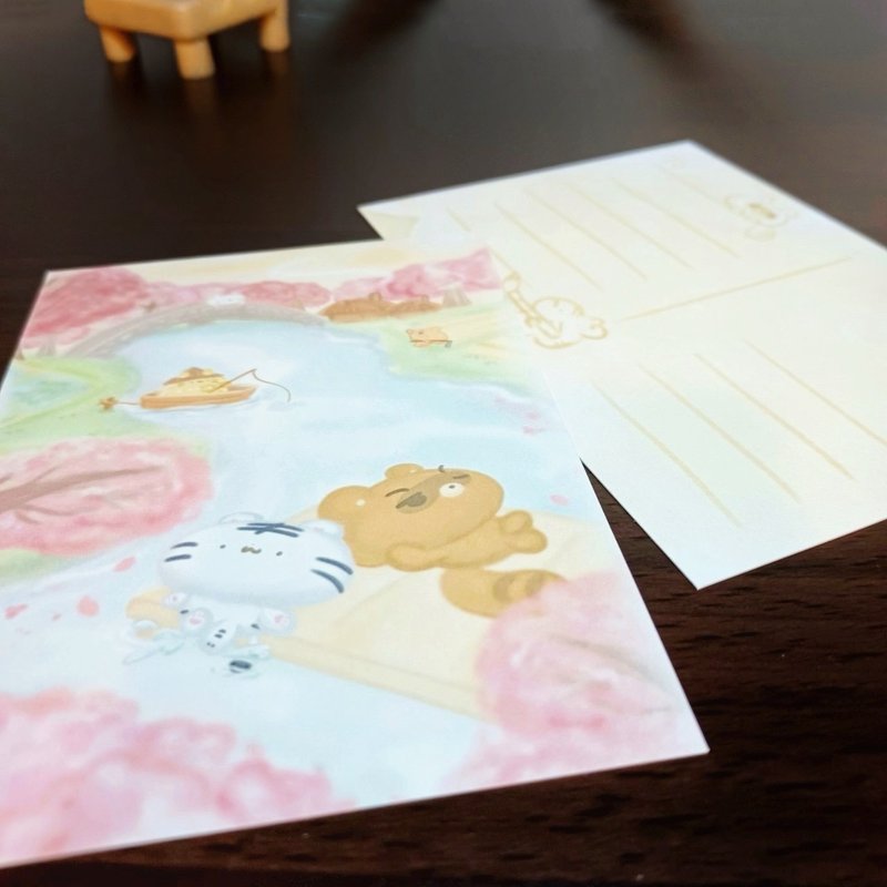 桃花源 - 田园风光明信片 - 系列2 - 卡片/明信片 - 纸 粉红色