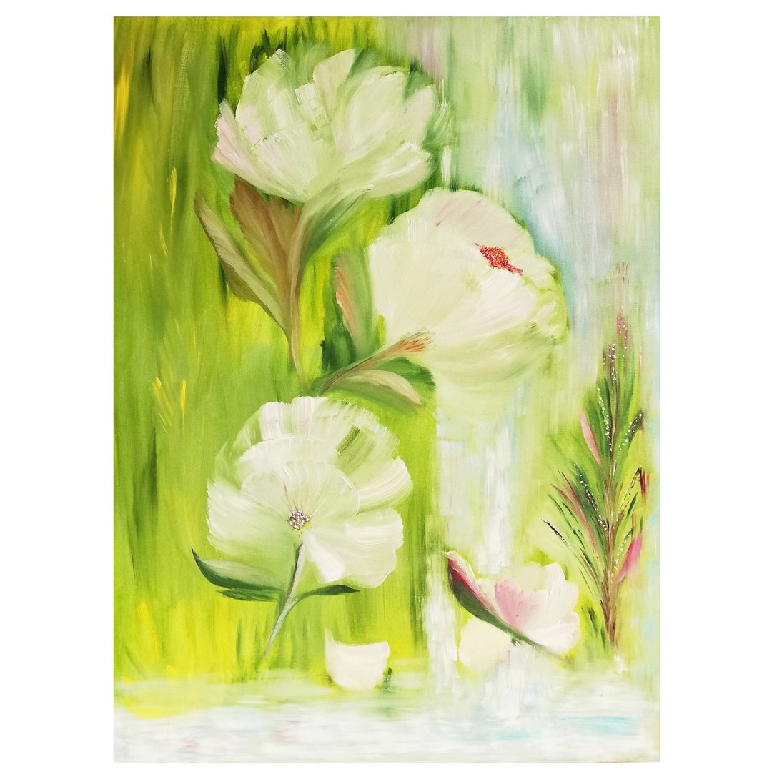 Hawaii Painting Tropical Flowers Original Art Landscape Oil Painting Wall Art - 海报/装饰画/版画 - 棉 多色