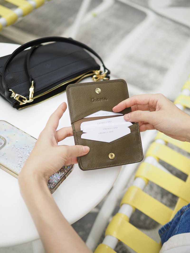 Classic card (Olive-Green), Name card case, card case, cow leather, wallet - 零钱包 - 真皮 绿色