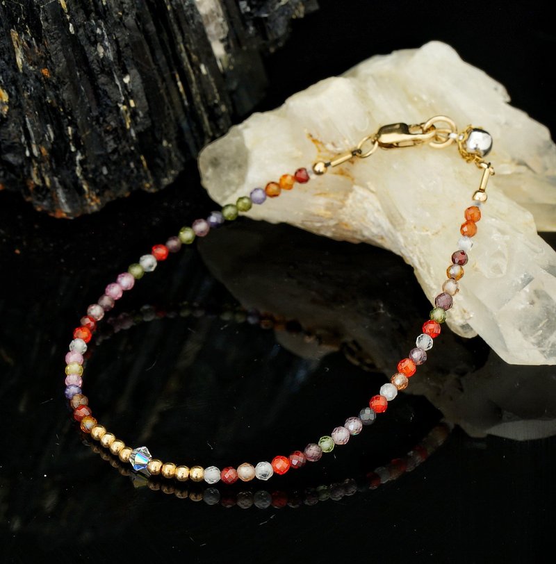 曰本 Cenfill 钢丝 彩虹锆石 14K包金 GF Swarovski 水晶手链 - 手链/手环 - 宝石 