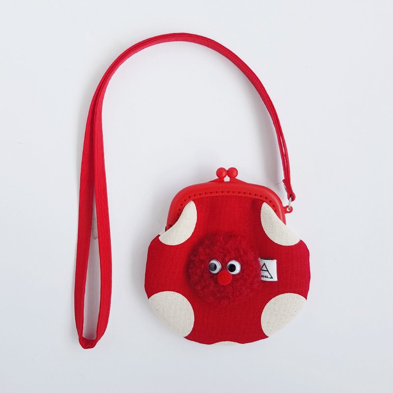 叽咕叽咕毛毛小精灵彩色塑胶口金包零钱包/红/黑/蓝 - 零钱包 - 棉．麻 蓝色