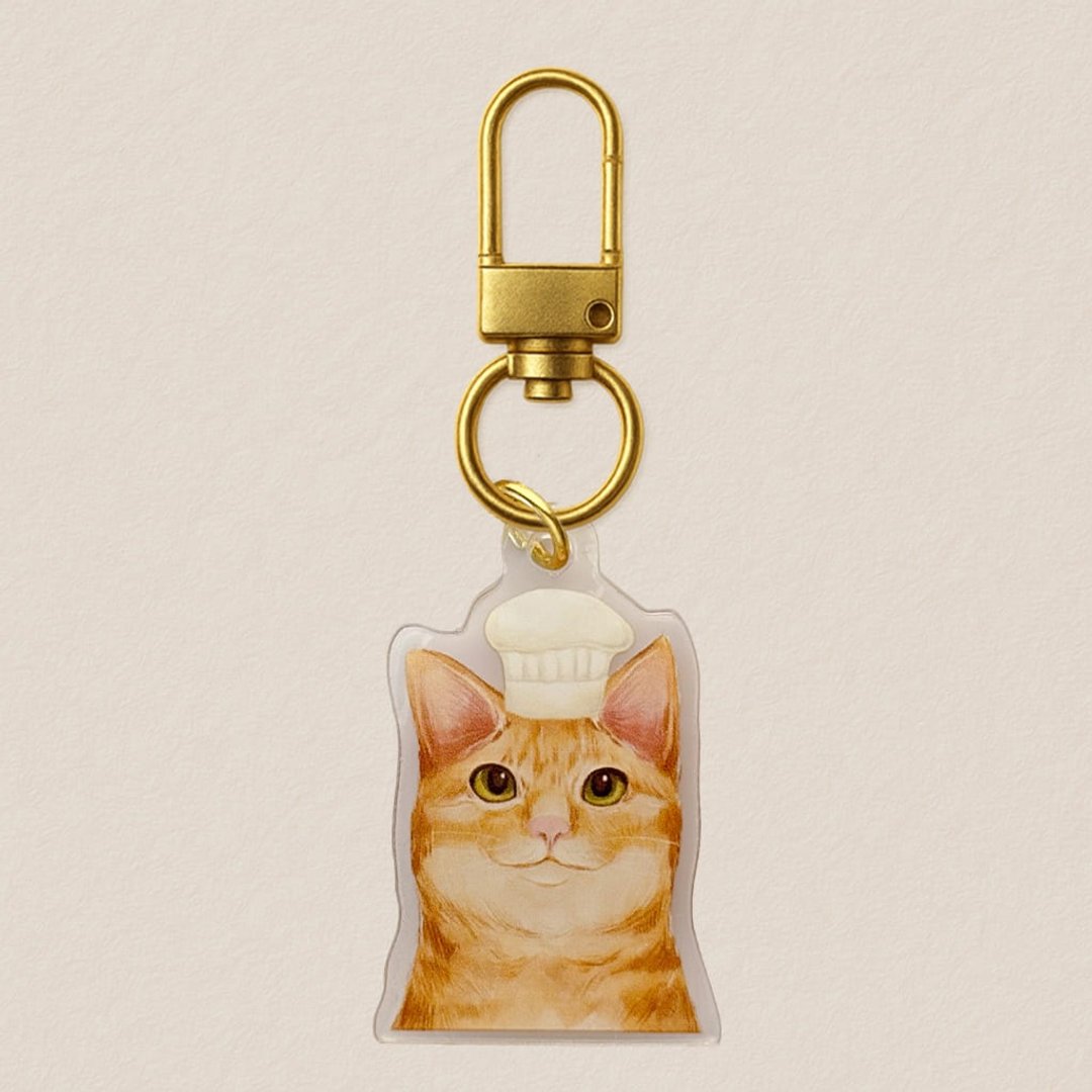 压克力吊饰-橘猫甜点厨师 40mm写实风格插画 - 吊饰 - 压克力 