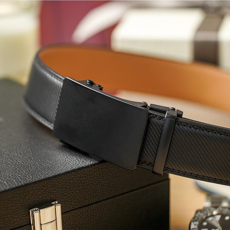 【FREED】大方扣素面黑色商务真皮自动皮带 - 皮带/腰带 - 真皮 黑色