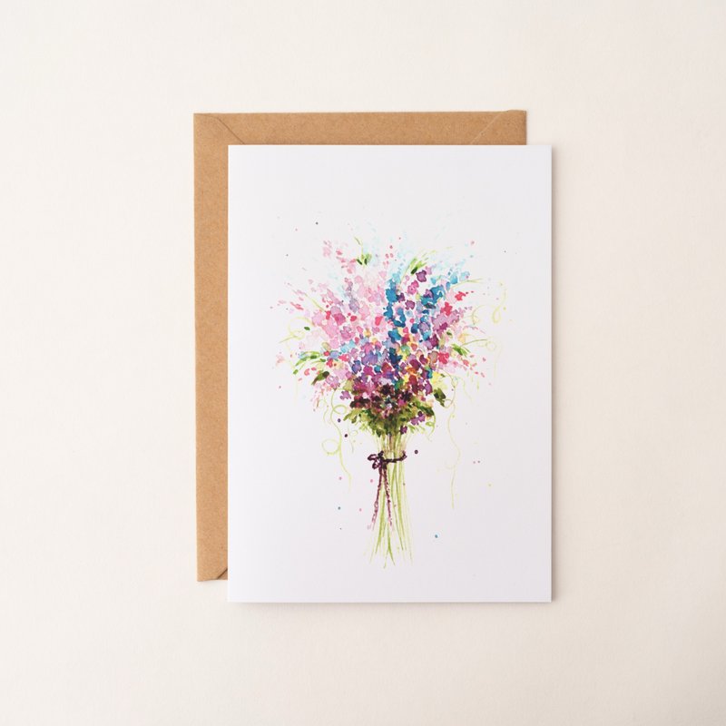 手绘水彩花卉卡片 万用卡 生日卡片 感谢卡 艺术卡 贺卡 礼物小卡 - 卡片/明信片 - 纸 多色