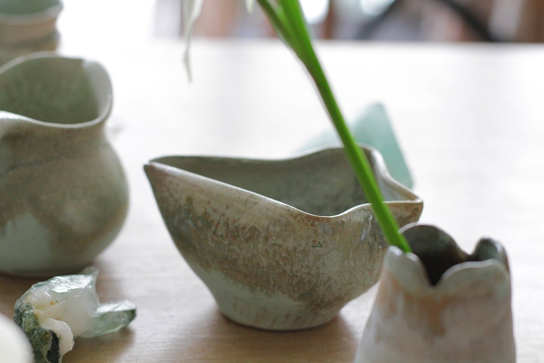 手工制作特殊蓝绿色陶瓷茶海 - 茶具/茶杯 - 陶 绿色