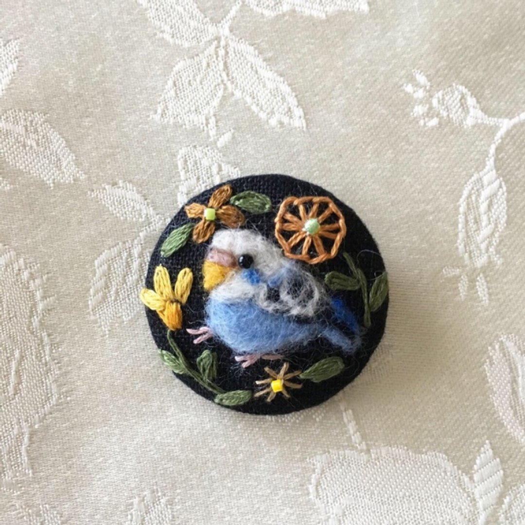 brooch of budgerigar - 胸针 - 棉 黑色