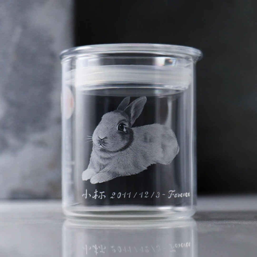 8.5cm【宠物骨灰罐】毛小孩画像订做明亮纯净天堂的家 - 订制画像 - 玻璃 灰色