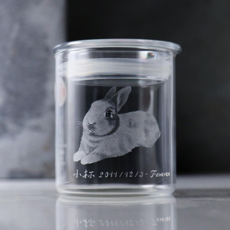 8.5cm【宠物骨灰罐】毛小孩画像订做明亮纯净天堂的家 - 订制画像 - 玻璃 灰色