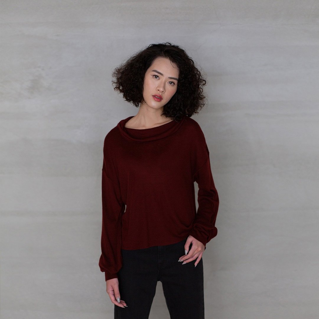 恬静自若翻领上衣 Leisurely Lapel Neck Top T348 - 女装上衣 - 羊毛 多色