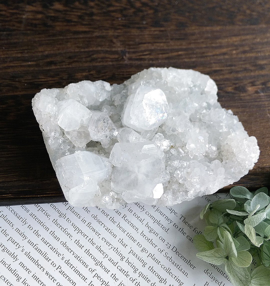 Apophyllite 印度产地 鱼眼石 沸石共生 天然矿石 原矿 - 摆饰 - 其他材质 
