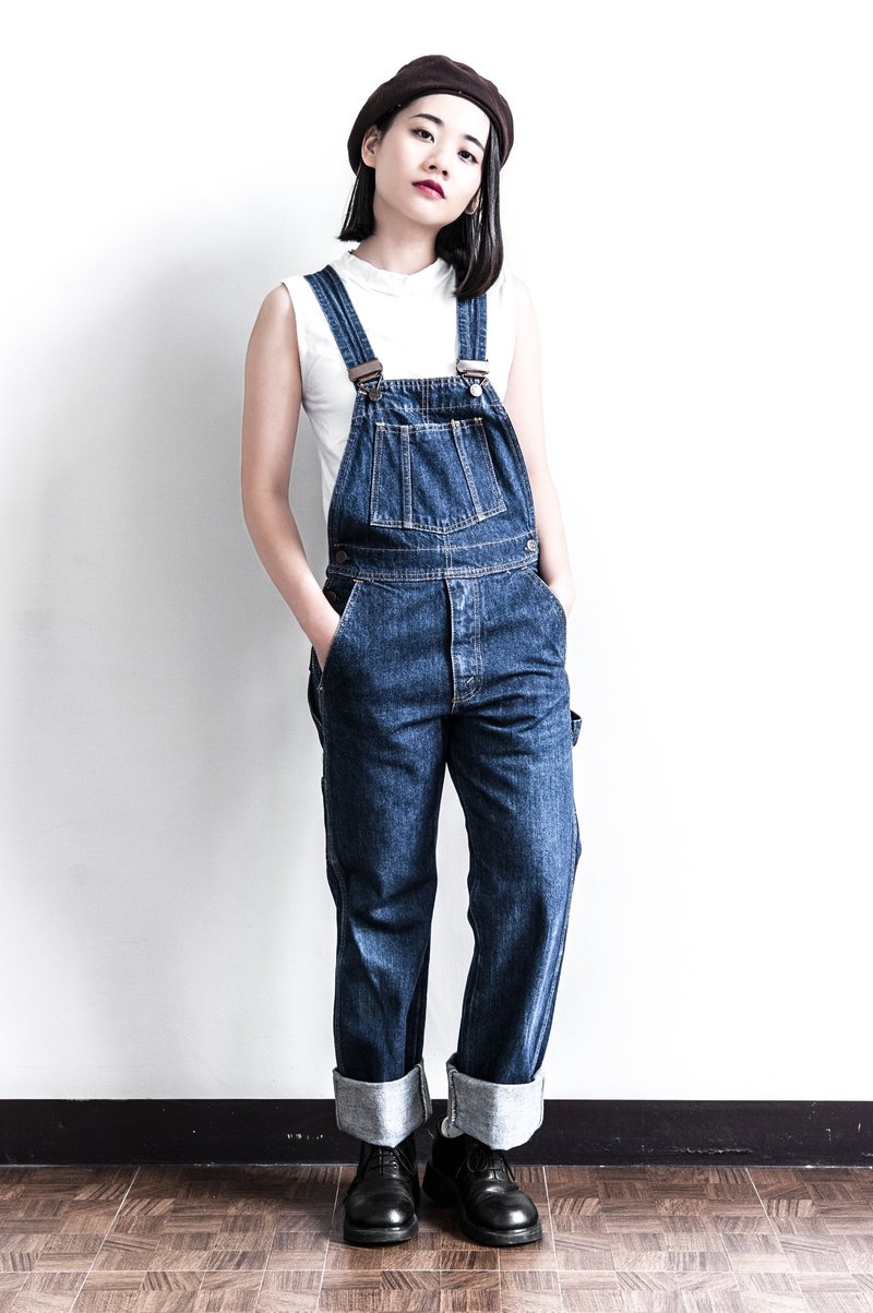 Vintage Bobson 牛仔古着吊带工作裤 - 背带裤/连体裤 - 棉．麻 蓝色