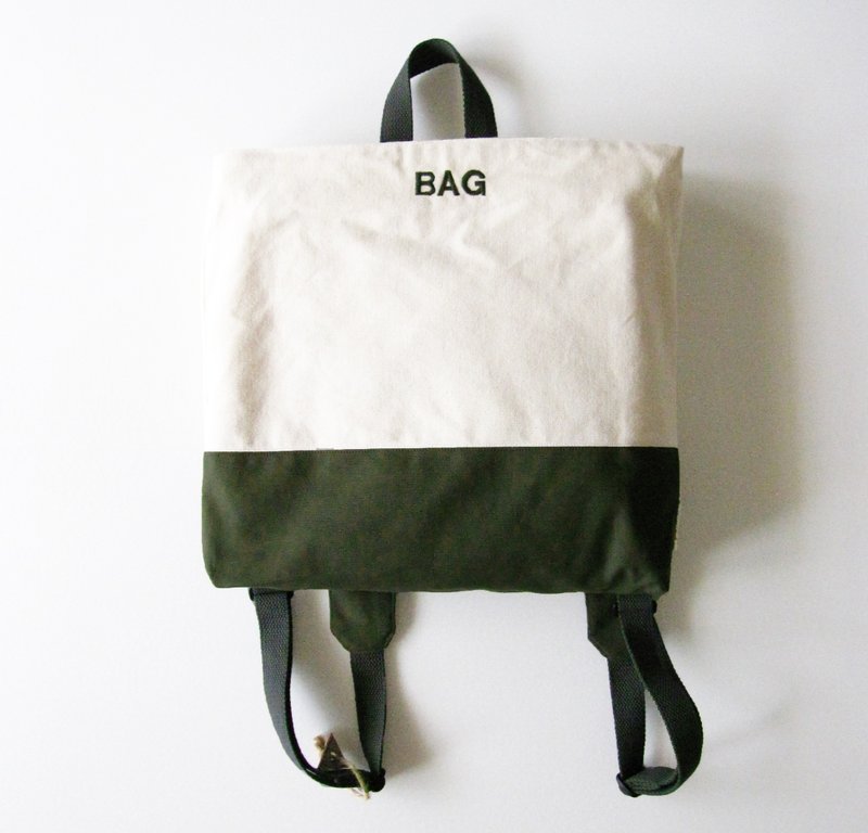 方方绿绿的后背包-BAG(刺绣部分可更改 介绍有说明) - 后背包/双肩包 - 棉．麻 绿色