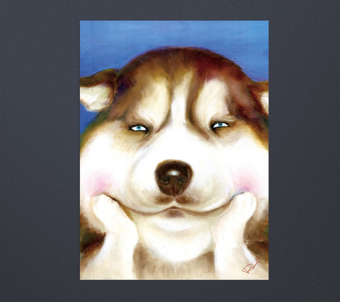 微笑动物系列 明信片 7款 哈士奇 法斗 柴犬 长颈鹿 猫咪 海豹 - 卡片/明信片 - 纸 