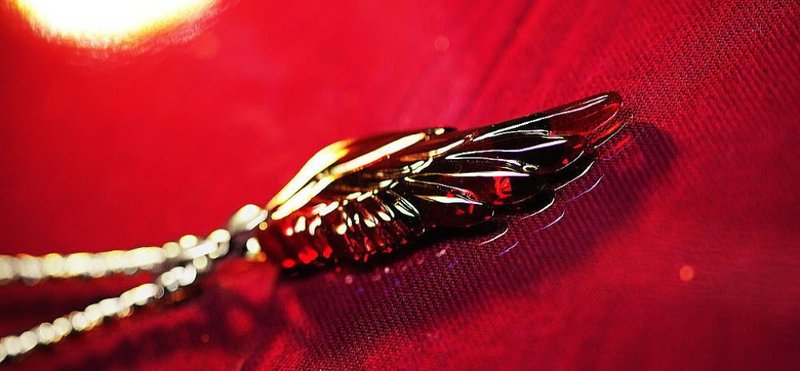 [Made to order] Flame raptor's wing - 项链 - 玻璃 红色