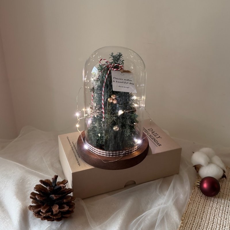 【瓶中圣诞花盅】圣诞花圈 永生雪松 交换礼物 圣诞礼物 圣诞夜灯 - 干燥花/捧花 - 植物．花 
