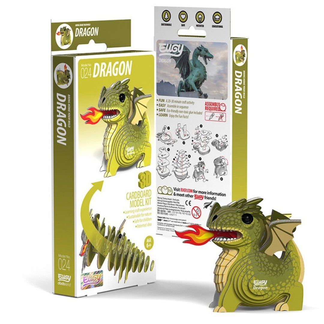 EUGY 3D坑纸拼图 - 024 龙 - 拼图 - 纸 绿色
