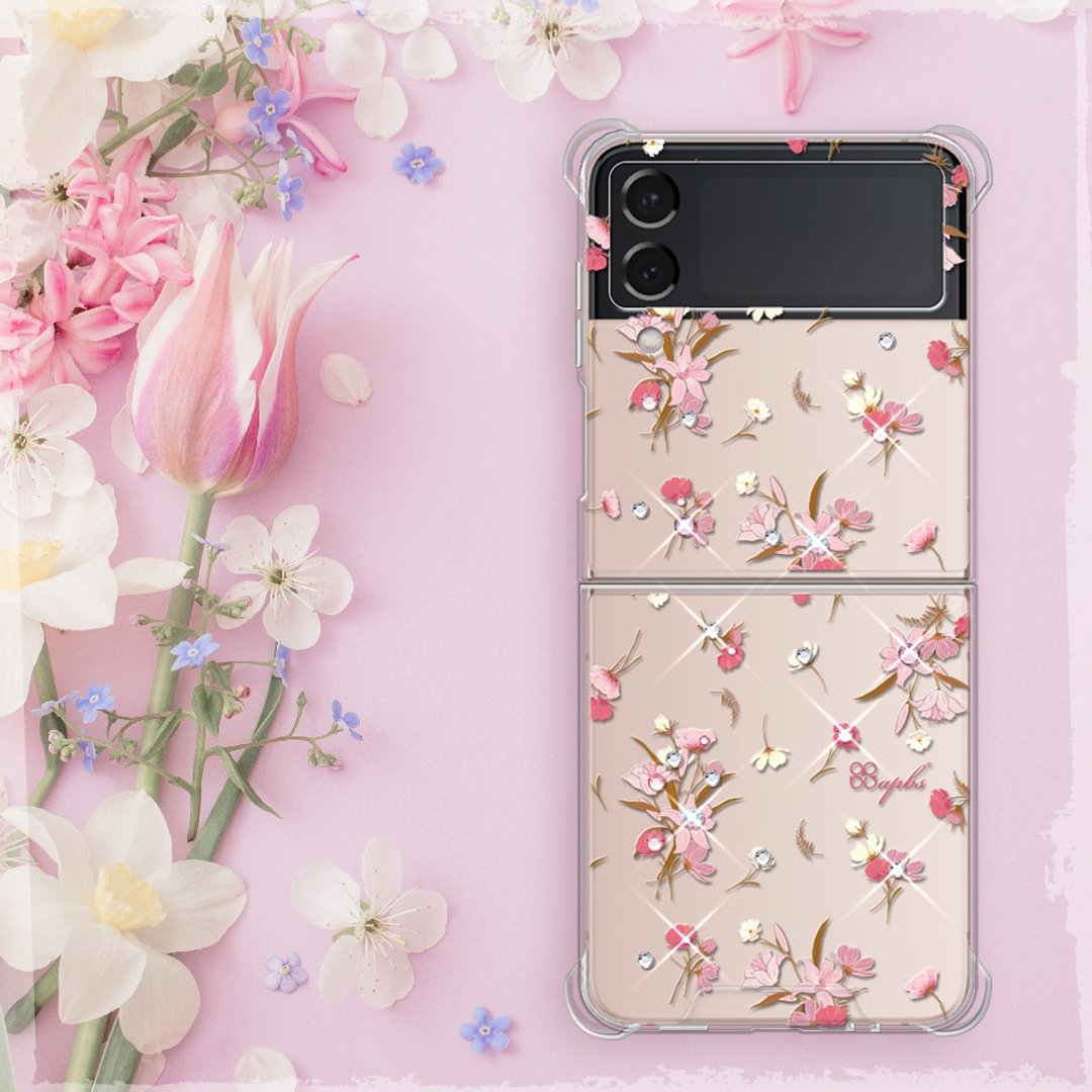 Samsung Z Flip4 5G水晶彩钻四角加厚双料手机壳-小清新-芦莉草 - 手机壳/手机套 - 其他材质 多色